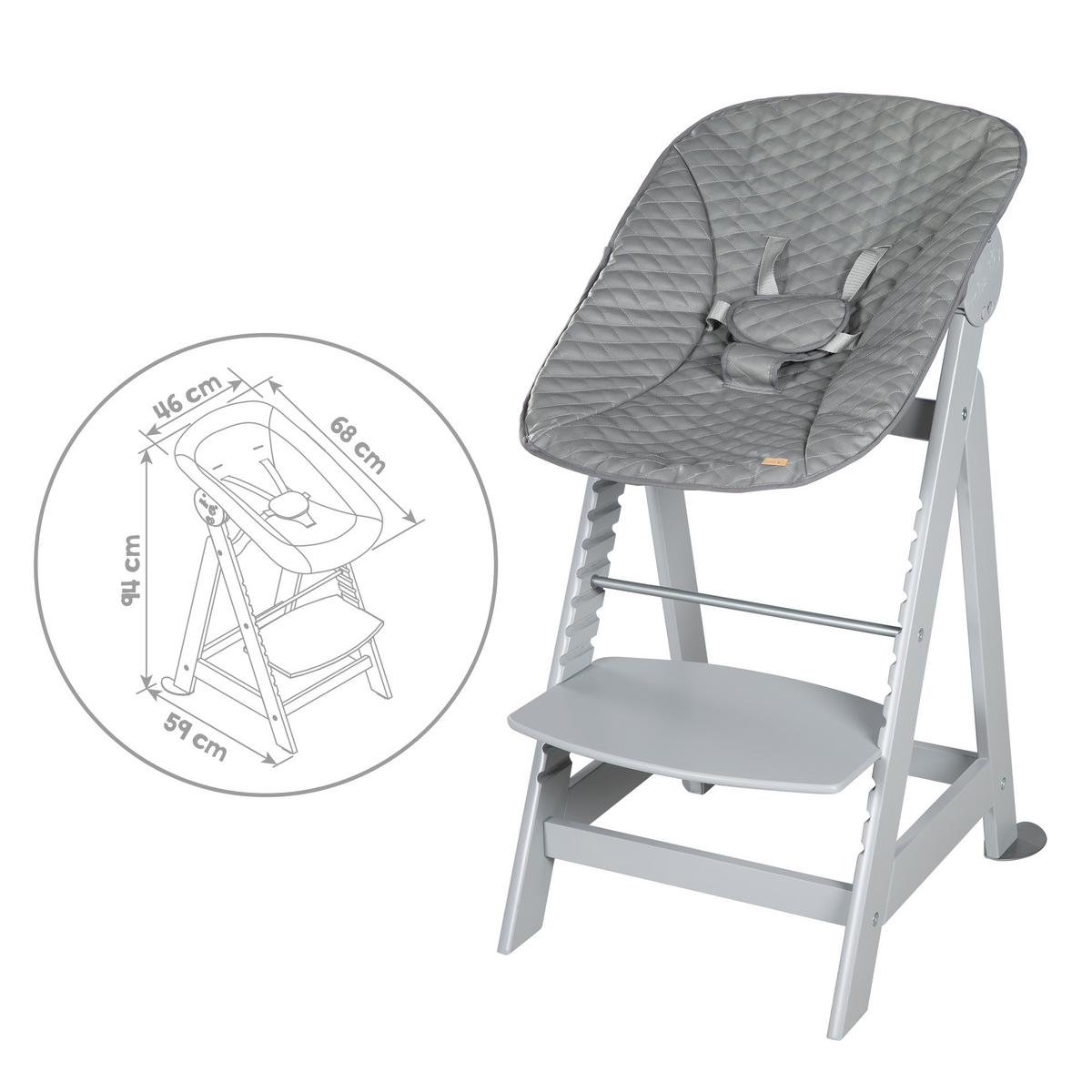 BABYHOCHSTUHL Born Up Luxe mit Neugeborenenaufsatz Taupe - Taupe, Holzwerkstoff/Textil (46/94/66.5cm) - Roba