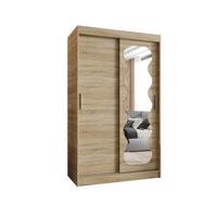 SCHIEBETÜRENSCHRANK mit Spiegel SPOTI 200/120/62 2-türig - Silberfarben/Sonoma Eiche, Holz (120/200/62cm) - MÖBEL KRYSPOL
