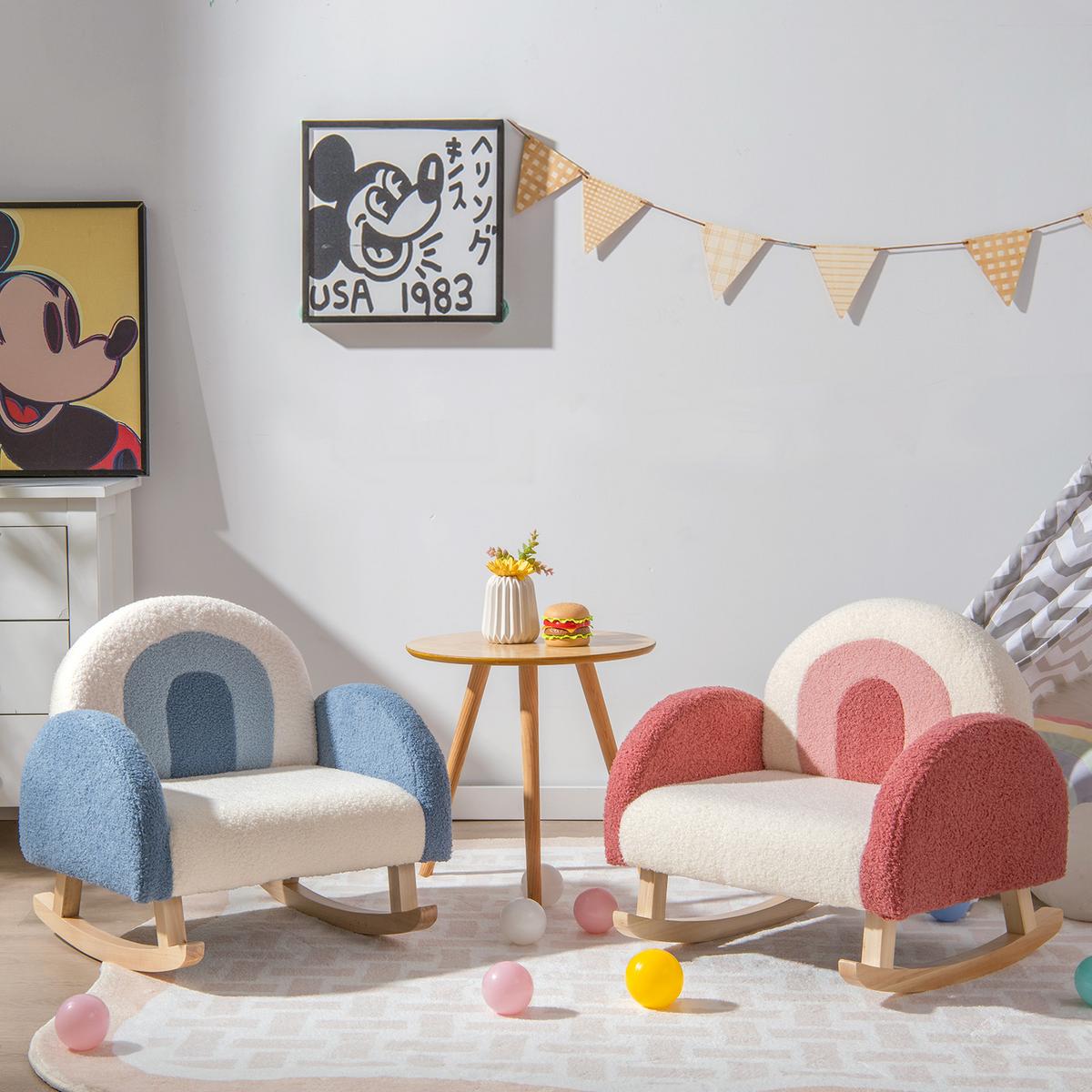 KINDERSOFA 51cm Blau - Blau, Textil (51/51/49cm) - COSTWAY