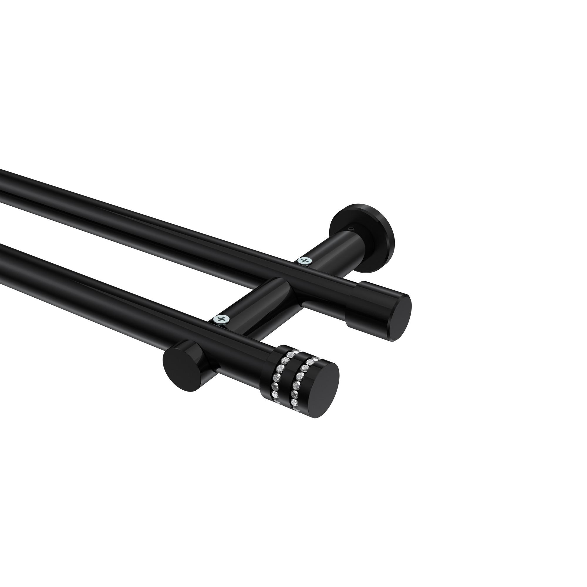 GARDINENSTANGE Platon Estana 280 cm (geteilt in 2 x 140 cm), 2-läufig (ohne Ringe), 20 mm Ø Schwarz - Schwarz, Metall (280cm) - INTERDECO