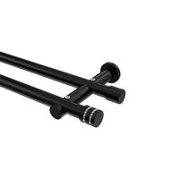 GARDINENSTANGE Platon Estana 280 cm (geteilt in 2 x 140 cm), 2-läufig (ohne Ringe), 20 mm Ø Schwarz - Schwarz, Metall (280cm) - INTERDECO