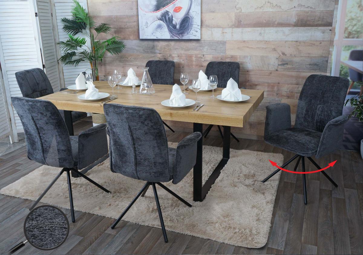 ESSZIMMERSTUHL Grau 6er-Set - Dunkelgrau/Grau, Textil (70/94/60cm) - MCW