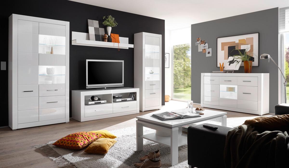 VITRINE weiß Hochglanz 65 cm, Vitrinenschrank modern - Weiß Hochglanz/Silberfarben, Holzwerkstoff/Kunststoff (65/198/35cm) - Furn.Design