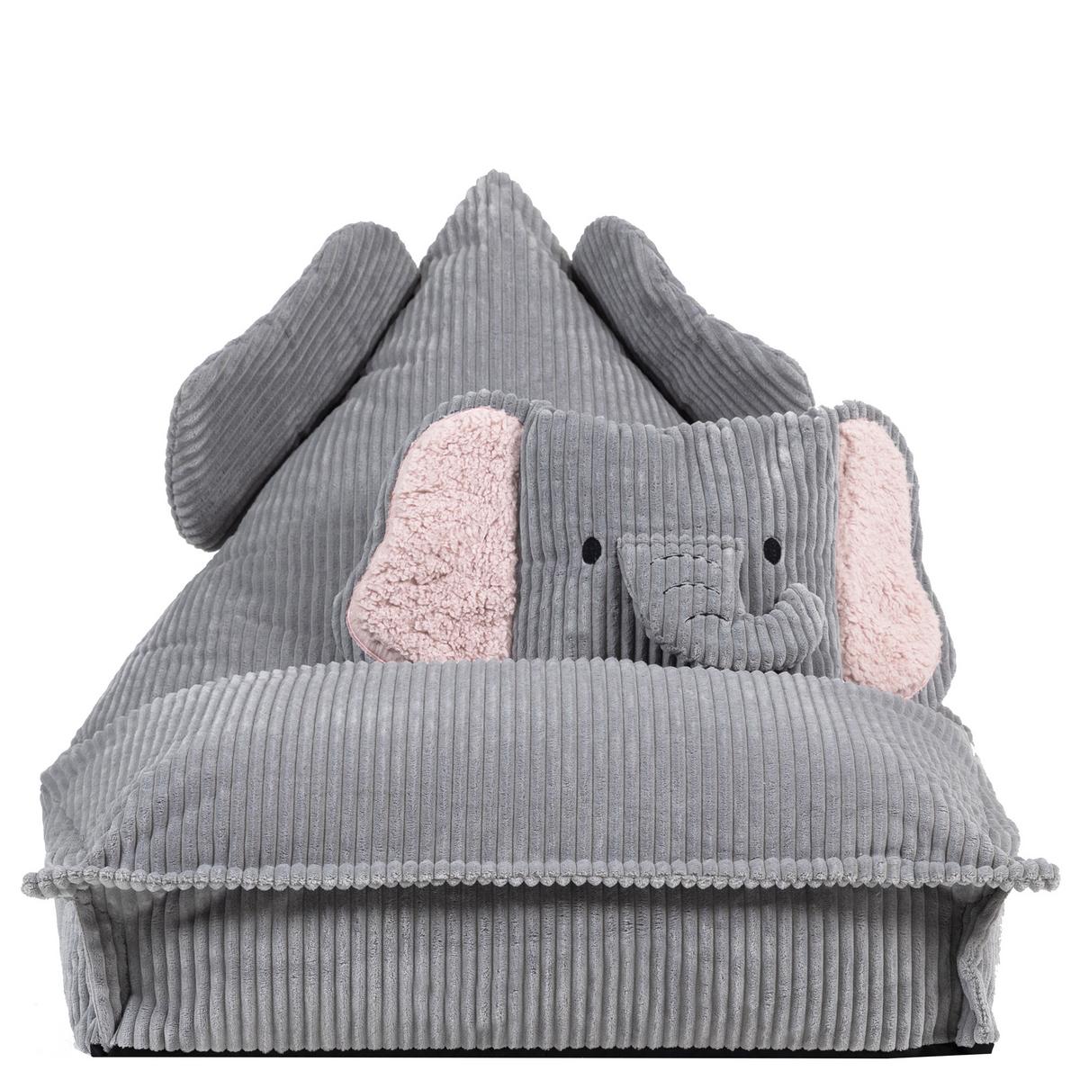 KINDERSITZSACK mit Kissen Elefant Cord - Grau, Textil (72/66/102cm) - icon