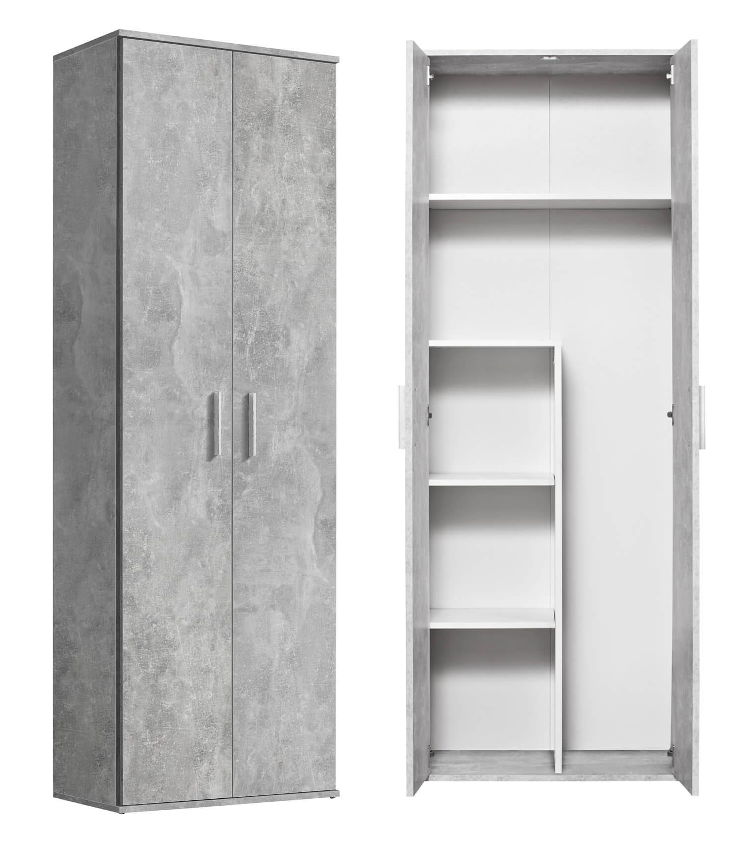 BESENSCHRANK Der Lange - Weiß/Grau, Holzwerkstoff (60/180/34cm) - Mokebo