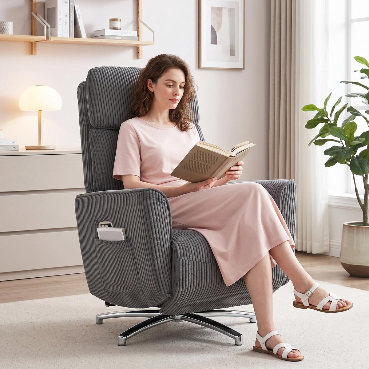RELAXSESSEL Polyester Dunkelgrau - Dunkelgrau/Silberfarben, Textil/Metall (76/114/87cm) - HOMCOM