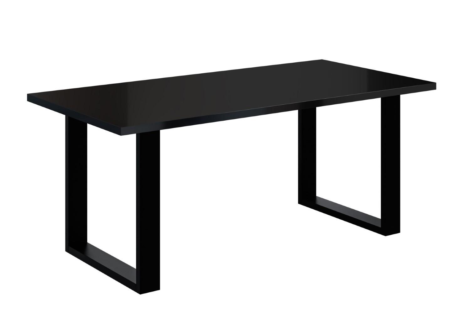 ESSTISCH 160x90x75 cm - Schwarz Hochglanz / Schwarz- KLYN U - Schwarz Hochglanz, Holzwerkstoff (160/90/75cm) - ALTDECOR