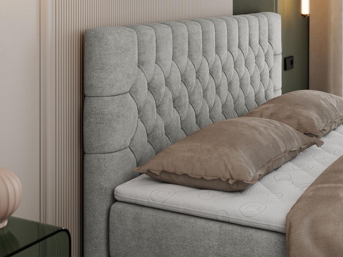 BOXBETT PERA 120/200 Hellgrau Struktur - H4 - Hellgrau, Holz/Textil (120/200cm) - MKS