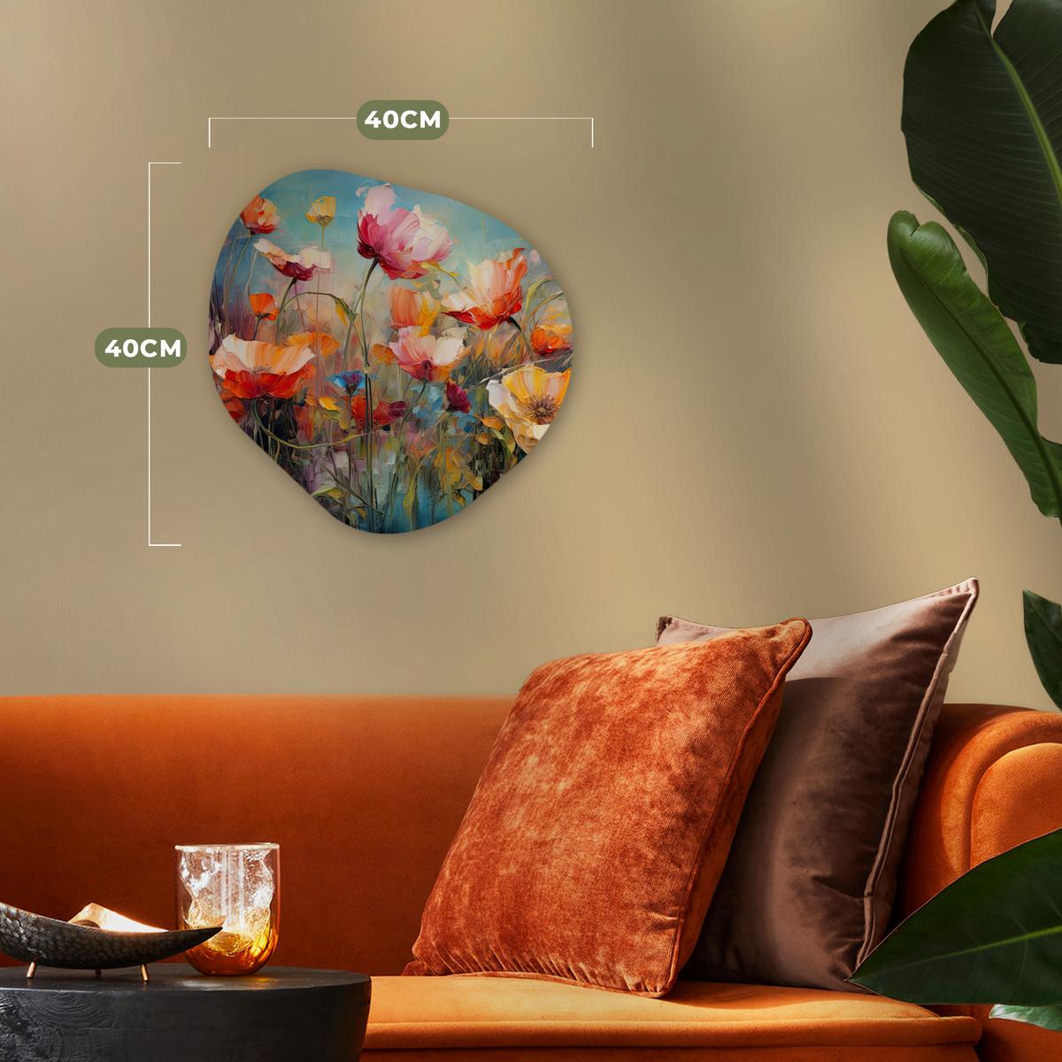 WANDBILD Blumen - Aquarell - Kunst - Botanisch - Natur Wanddeko 40x40 cm - Orange, Kunststoff (40/40cm) - MuchoWow