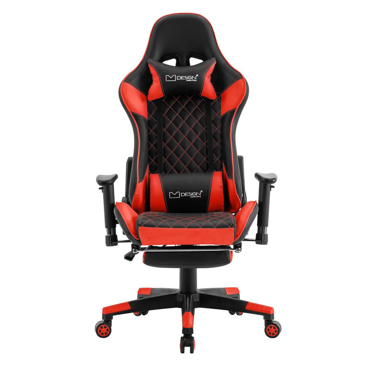 GAMINGSTUHL Kunstleder Schwarz-Rot - Rot/Schwarz, Metall (68/135/73cm) - ML-DESIGN