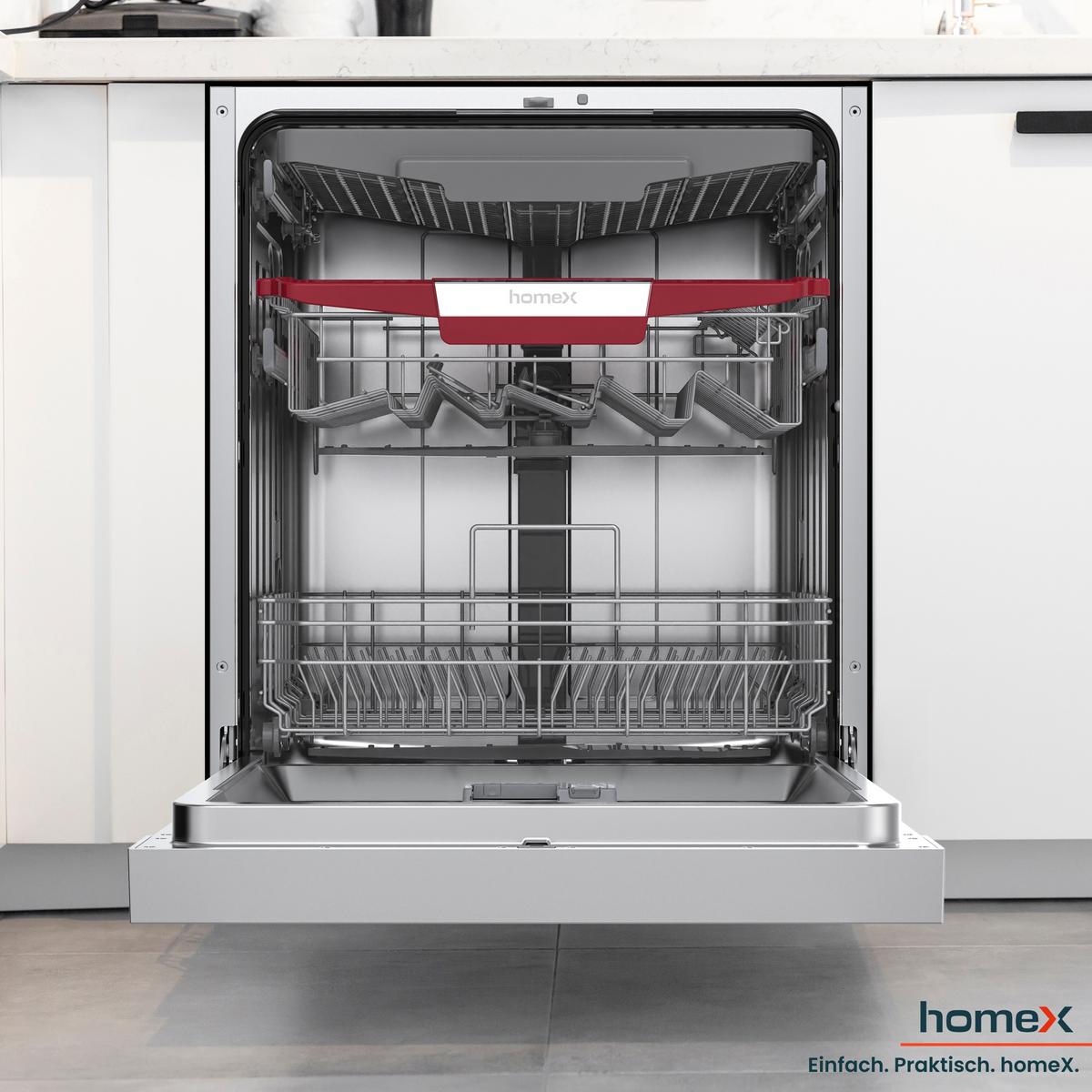 GESCHIRRSPÜLER teilintegrierbar 60 cm, Einbau Spülmaschine - 14 Maßgedecke, 7 Programme, AquaStop, 44 dB - Silberfarben, Kunststoff/Metall (59.8/81.5/57cm) - homeX