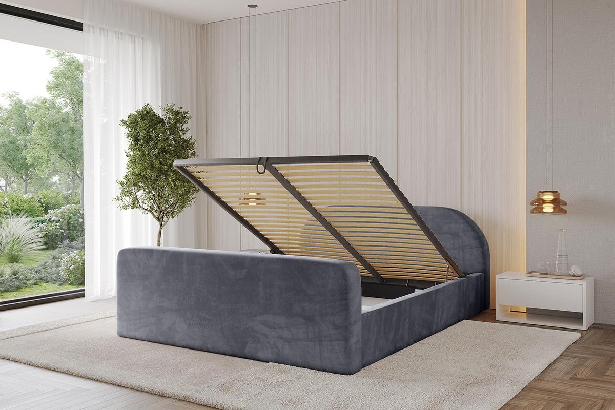 POLSTERBETT mit Bettkasten, Fußteil und Lattenrost, Boxbett mit Matratze H3/H4 - TIVON-Z-V1 180x200 Dunkelgrau - Dunkelgrau, Holzwerkstoff/Textil (180/200cm) - ALTDECOR