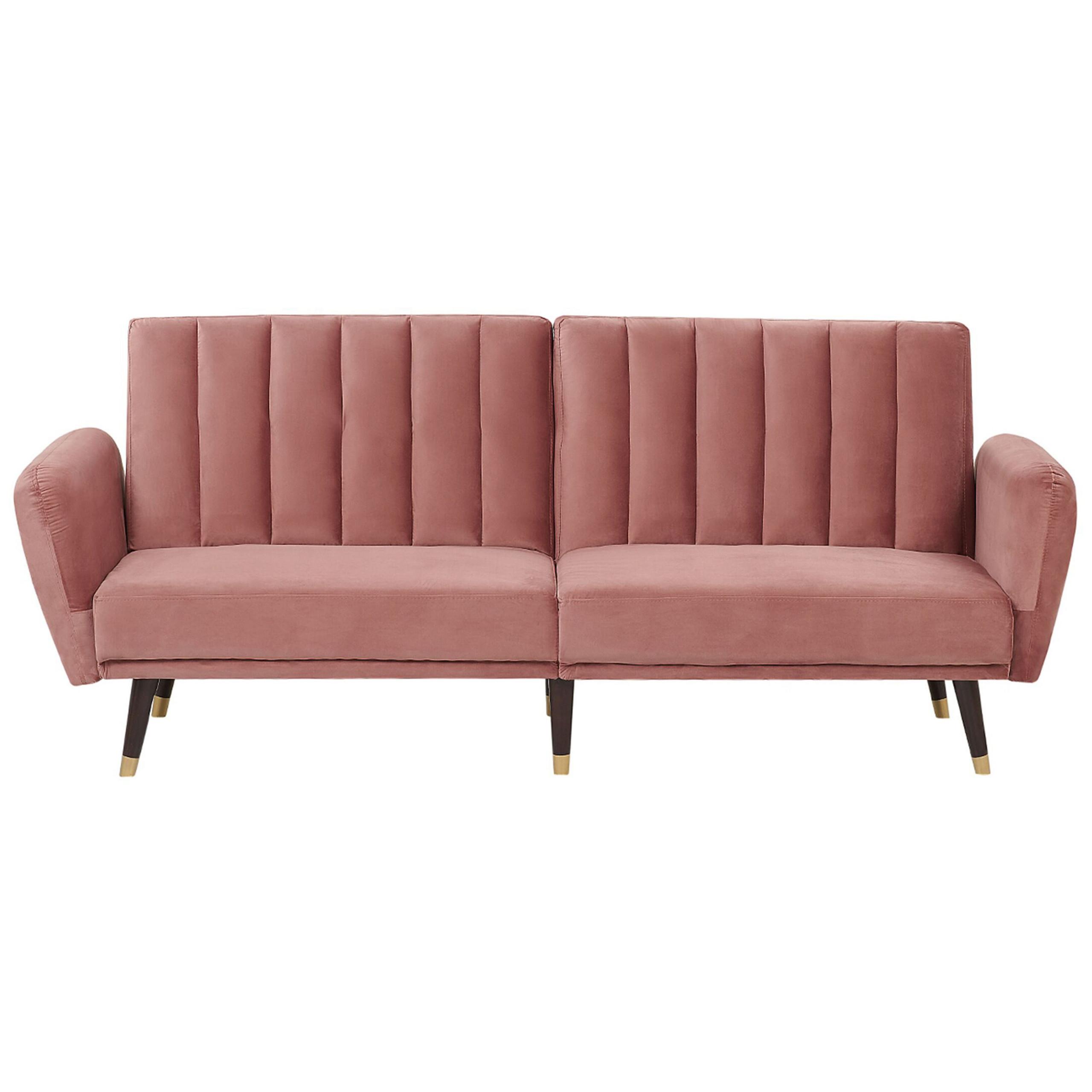 3-SITZER-SCHLAFSOFA Samtstoff Rosa Vimmerby - Pink, Textil (212/90/80cm) - Beliani