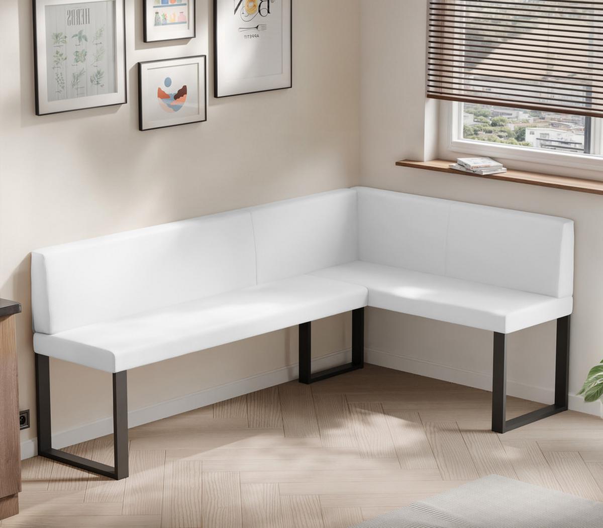 ECKBANK rechts SANA U Kunstleder glatt, 168/128 cm Weiß - Weiß, Kunststoff/Textil (128/168cm) - Idohome