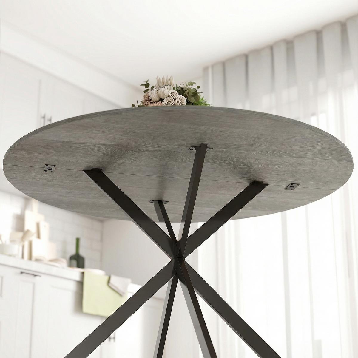 ESSTISCH Spanplatte Stahl Grau - Grau, Metall (100/100/75cm) - HOMCOM
