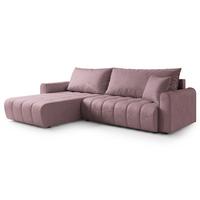 ECKSOFA FRIGA Lila Velours-Stoff mit Schlaffunktion - Lila, Holz (283/185cm) - MASSENO
