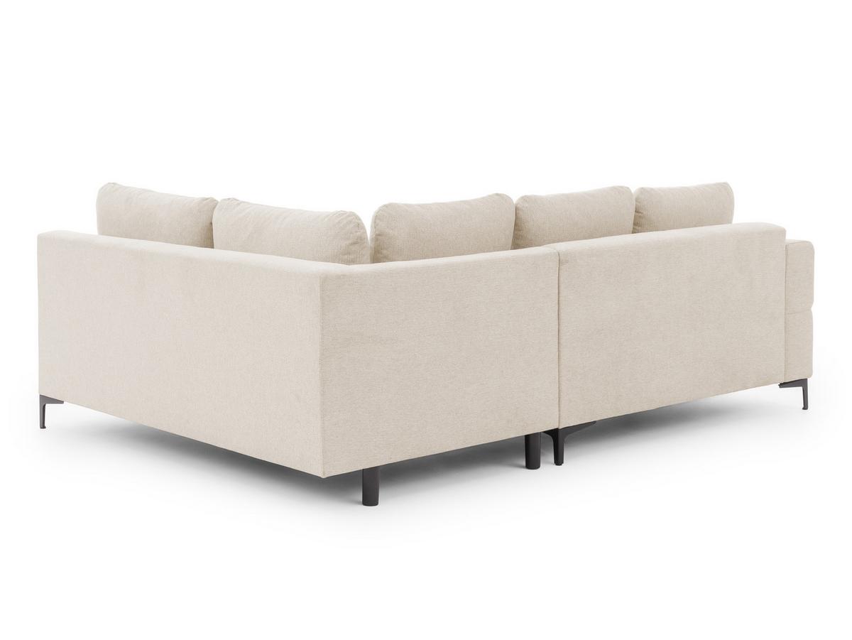 ECKSOFA Cardea in Bubble-Optik aus weichem Hellbeige Strukturstoff mit hohem Sitzkomfort - Ottomane rechts - Beige/Schwarz, Holz/Textil (230/170cm) - S-Style Möbel