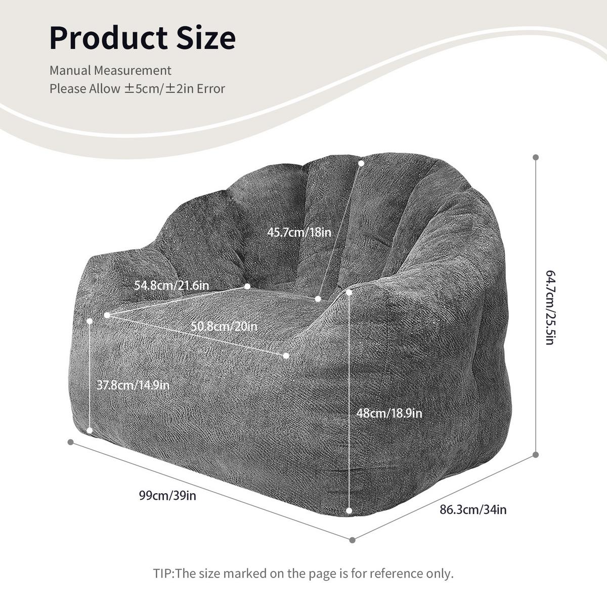 SESSEL aus Flanell mit ergonomischer Bärentatzen-Form - Grau, Textil (86.3/64.7/99cm) - Urban Meuble
