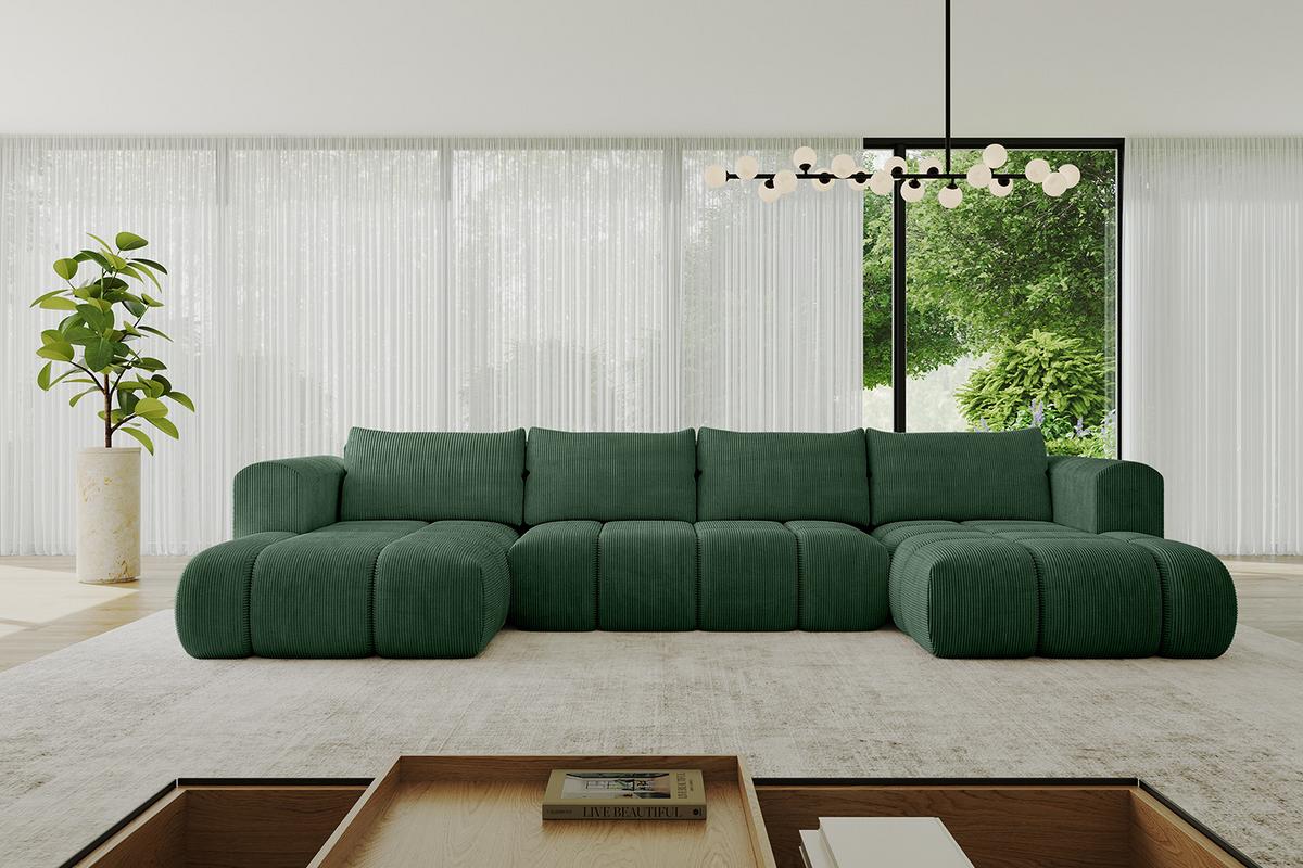 WOHNLANDSCHAFT CLOUD-U 405x185x90 Grün Cord - Grün, Holzwerkstoff/Kunststoff (405/90/185cm) - ALTDECOR