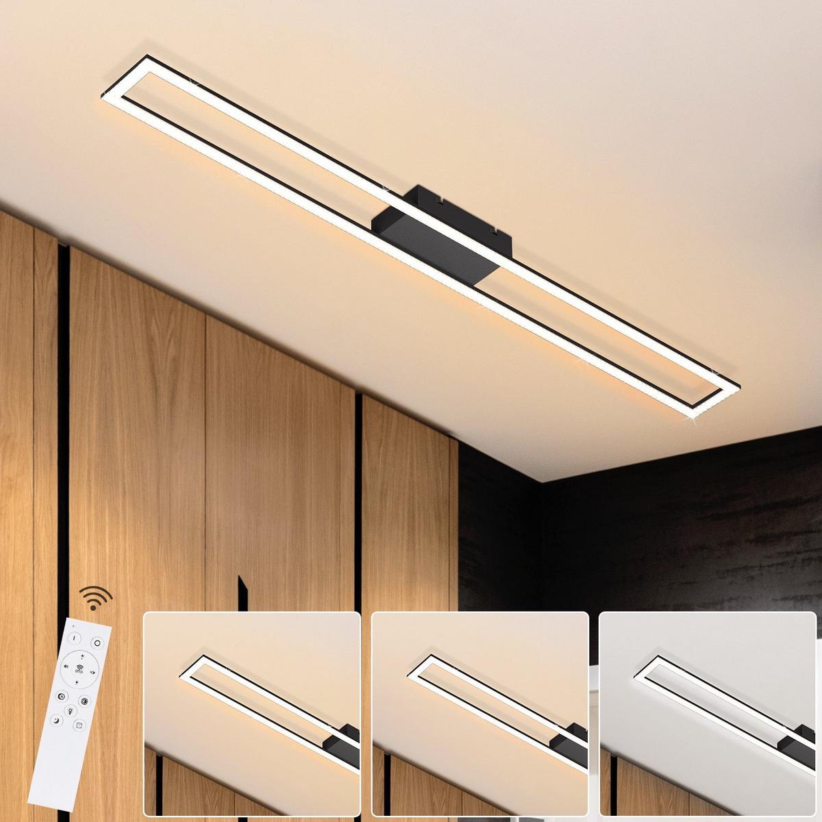 LED-DECKENLEUCHTE Helga 108/11/5 cm - Schwarz, Metall (108/11/5cm) - Nettlife