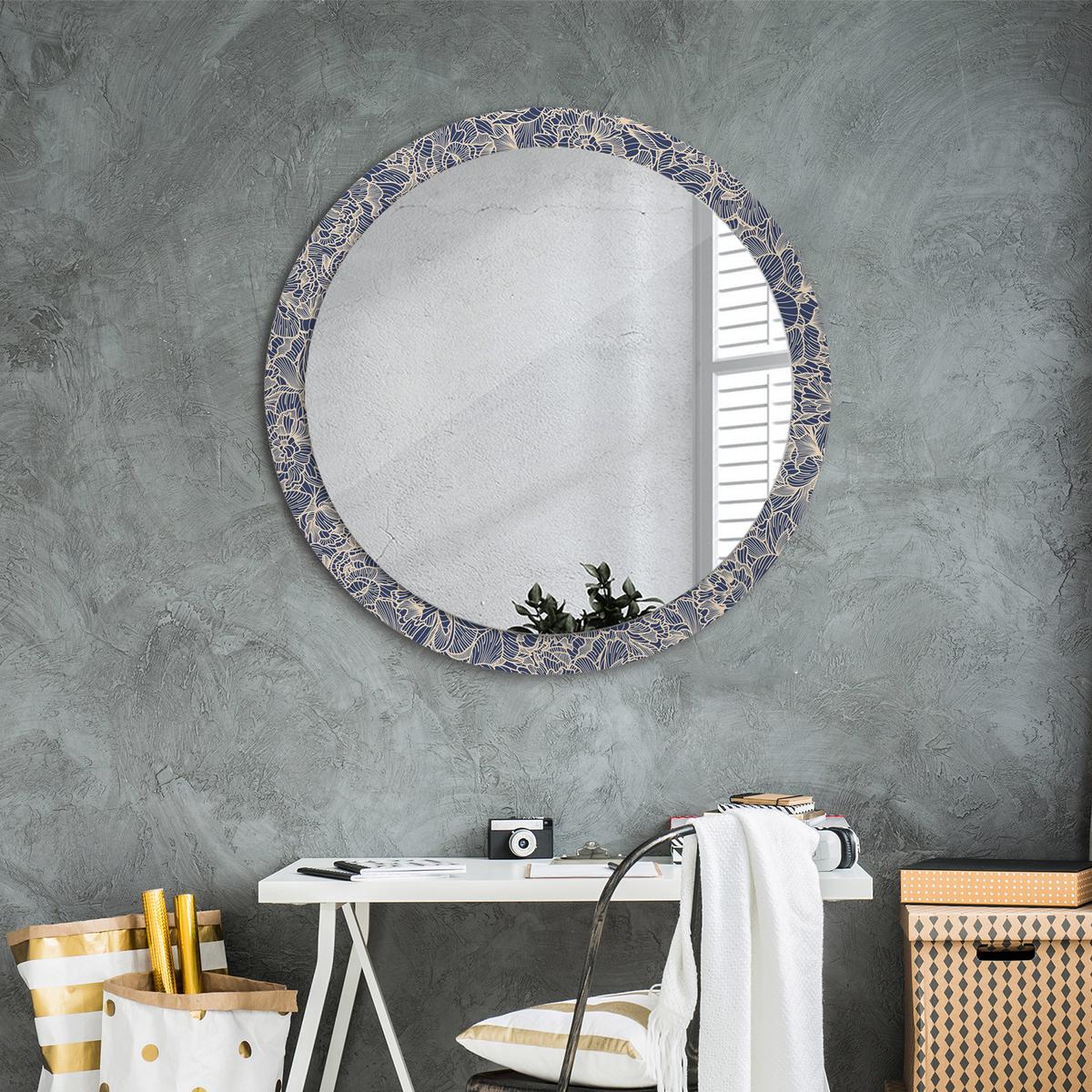 SPIEGEL Rund Ø 90 cm mit Aufdruck - Dunkelblau, Glas (90/90/0.4cm) - Wallfluent