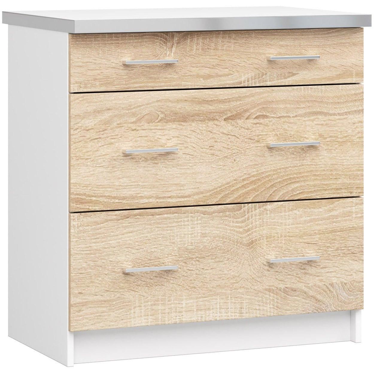 UNTERSCHRANK Weiß, Eiche Sonoma 82/80/44,5 - Weiß/Eiche Artisan, Holzwerkstoff (80/82/44.5cm) - RAUMHIRSCH FURNITURE