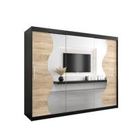 SCHWEBETÜRENSCHRANK 200/250/62 3-türig - Silberfarben/Schwarz, Holz/Kunststoff (250/200/62cm) - MÖBEL KRYSPOL