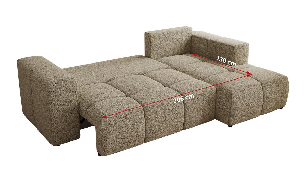 ECKSOFA MONIVA Dunkelbeige Strukture - Rechts - Taupe/Beige, Kunststoff/Textil (266/164cm) - MKS