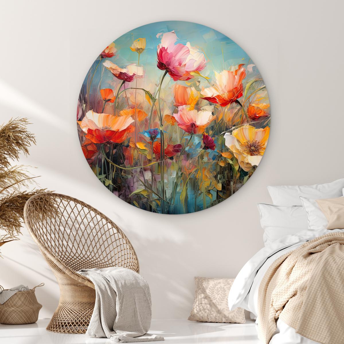WANDBILD Blumen - Aquarell - Kunst - Botanisch - Natur Deko Groß 150x150 cm - Orange, Kunststoff (150/150cm) - MuchoWow