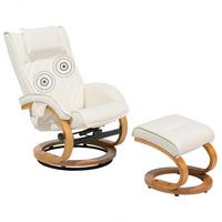MASSAGESESSEL mit Fußhocker Kunstleder Beige Majestic - Beige, Holz/Textil (60/101/80cm) - Beliani