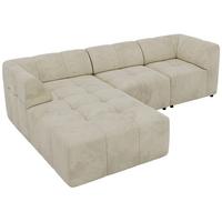 ECKSOFA VORITA L 3M - Beige Velvet - Links Seite - Beige/Schwarz, Kunststoff/Textil (267/176cm) - MKS