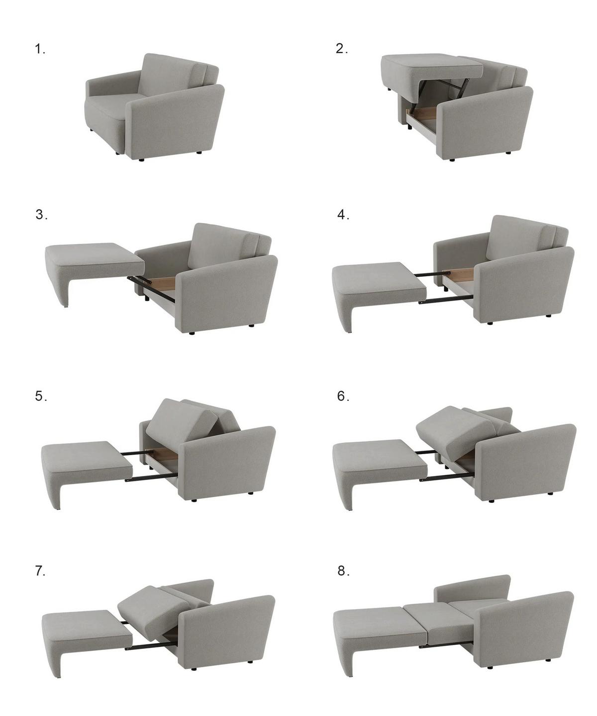 SCHLAFSOFA Paxi 165 cm - Hellgrau/Schwarz, Textil/Metall (165/84/106cm) - Selsey