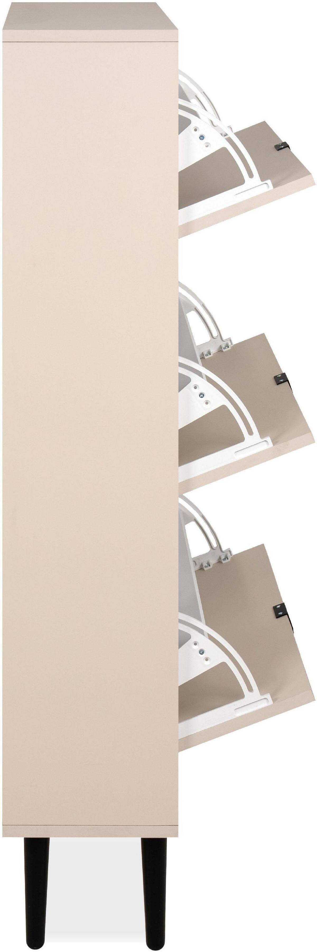SCHUHKIPPER Vigo 49A samt 125/70/24 cm - Beige/Schwarz, Holzwerkstoff/Kunststoff (70/125/24cm) - Calicosy