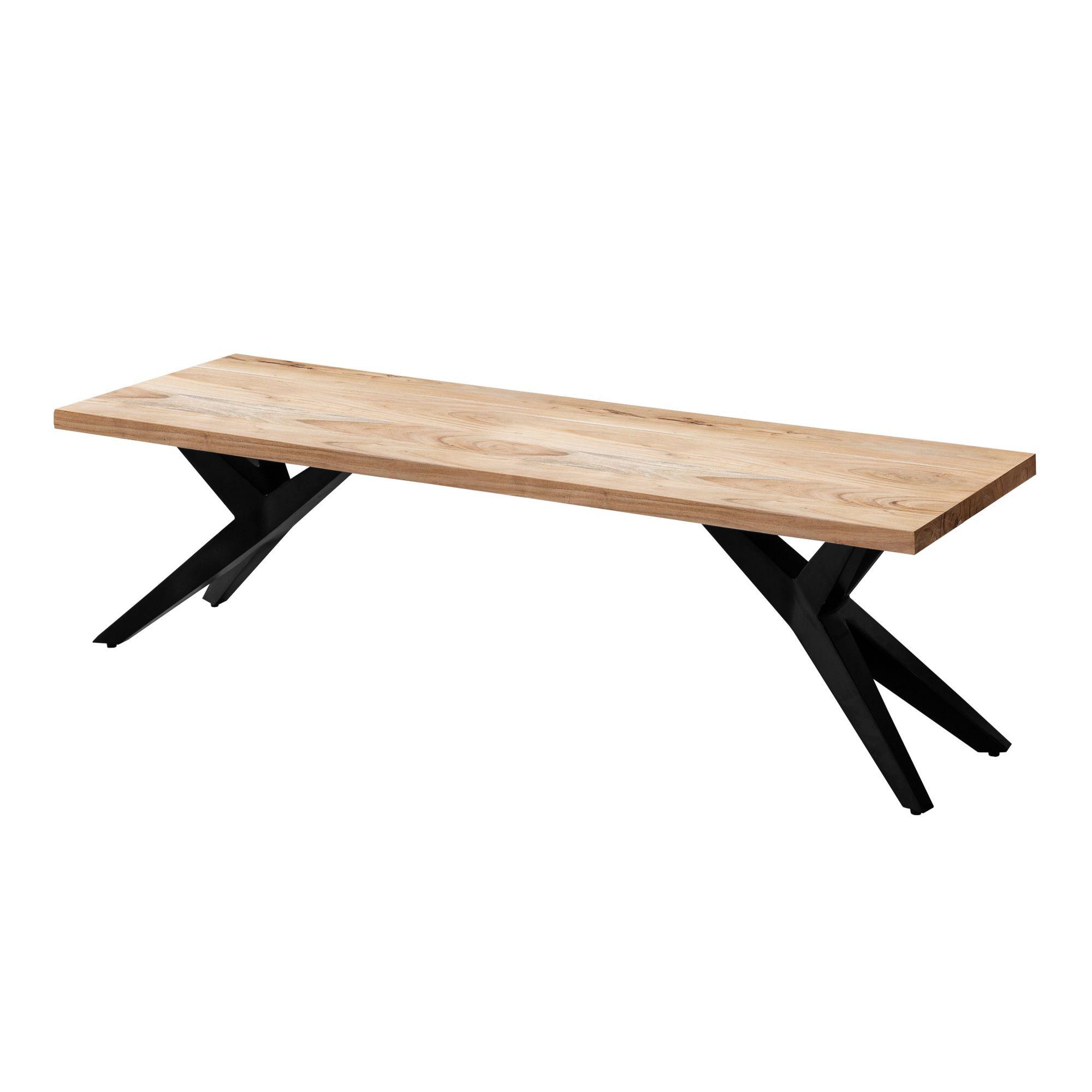 ESSZIMMERBANK Massivholz Metall Loft-Stil, Akazie 120x45x45 cm - Schwarz/Braun, Holz/Metall (120/45/45cm) - KADIMA DESIGN