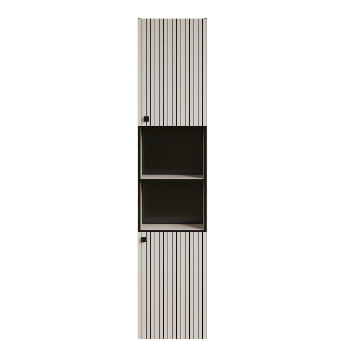BADEZIMMERSÄULE mit Rillen, 2 Türen und 2 Fächern - purebliss 112/15/44,5 cm - Hellgrau, Holzwerkstoff (40/186/31cm) - Trendteam