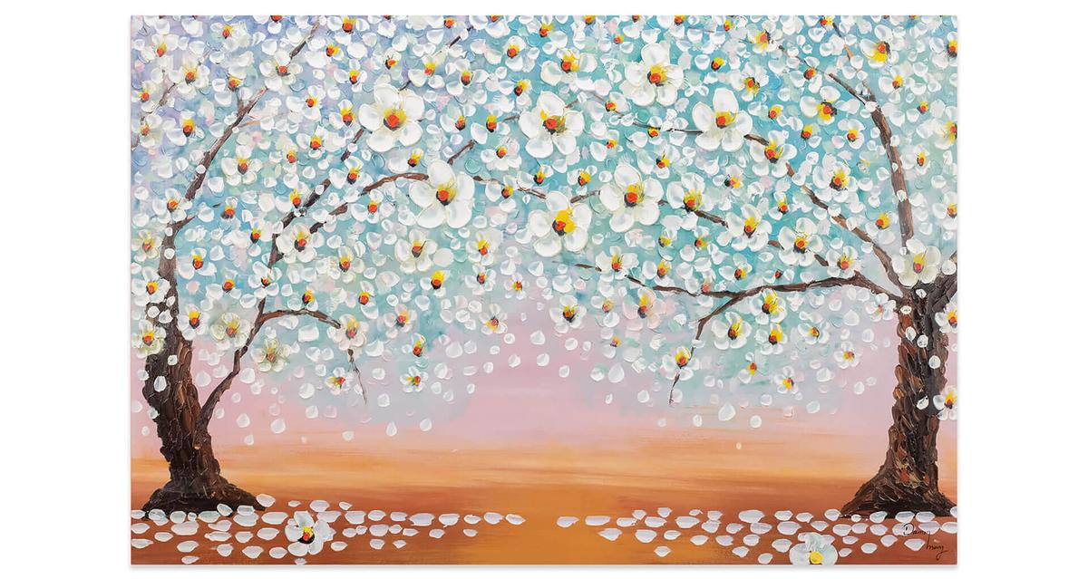 ACRYLBILD HANDGEMALT 120/80 cm - Weiß/Orange, Holz/Textil (120/80cm) - KUNSTLOFT