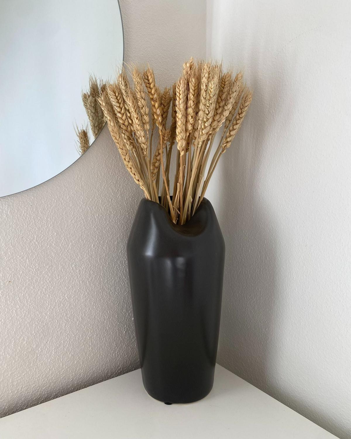 DEKOVASE Steinzeug schwarz Apamea - Schwarz, Stein (33cm) - Beliani