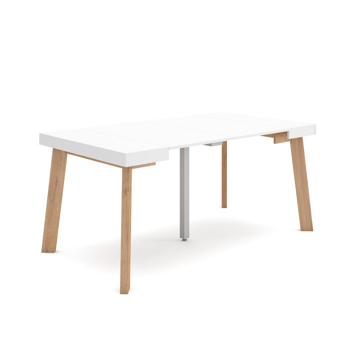 KONSOLENTISCH ausziehbar 58 bis 160cm, für 8 Gäste, weiß, 90/58/73cm - Weiß, Holzwerkstoff (90/160/73cm) - Skraut Home