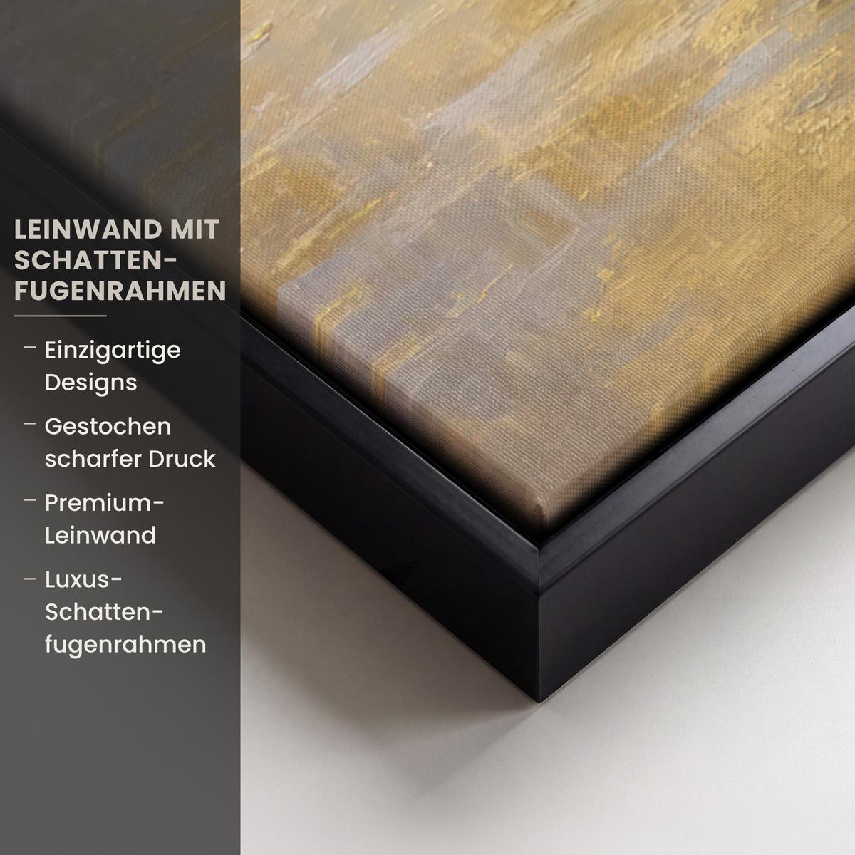 LEINWAND Bilder mit Rahmen - Gemälde - Welle - Jesus - Abstrakt - 60x80 - Goldfarben, Textil (60/80cm) - MuchoWow