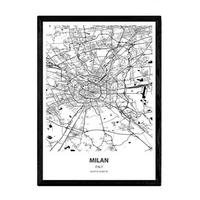 POSTER Mailand - Italien A4 Schwarzer Rahmen - Schwarz, Papier (29.7/5/21cm) - Nacnic