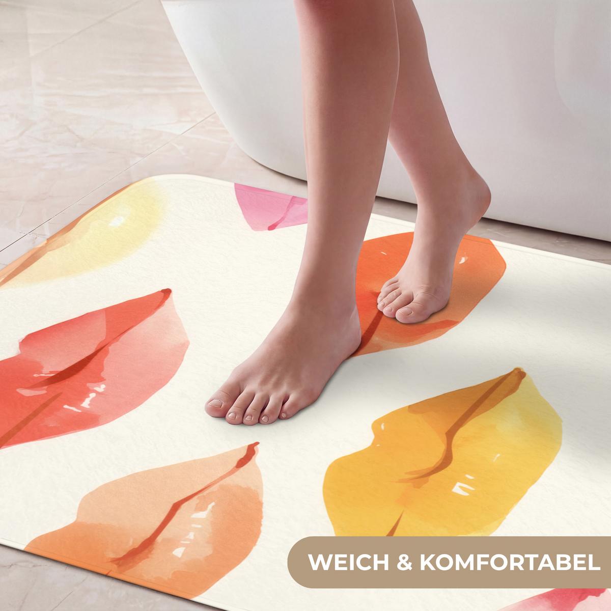 BADEMATTE Lippen - Bunt - Glänzend 60x90 cm - Rosa, Textil (60/90cm) - OnlyWow