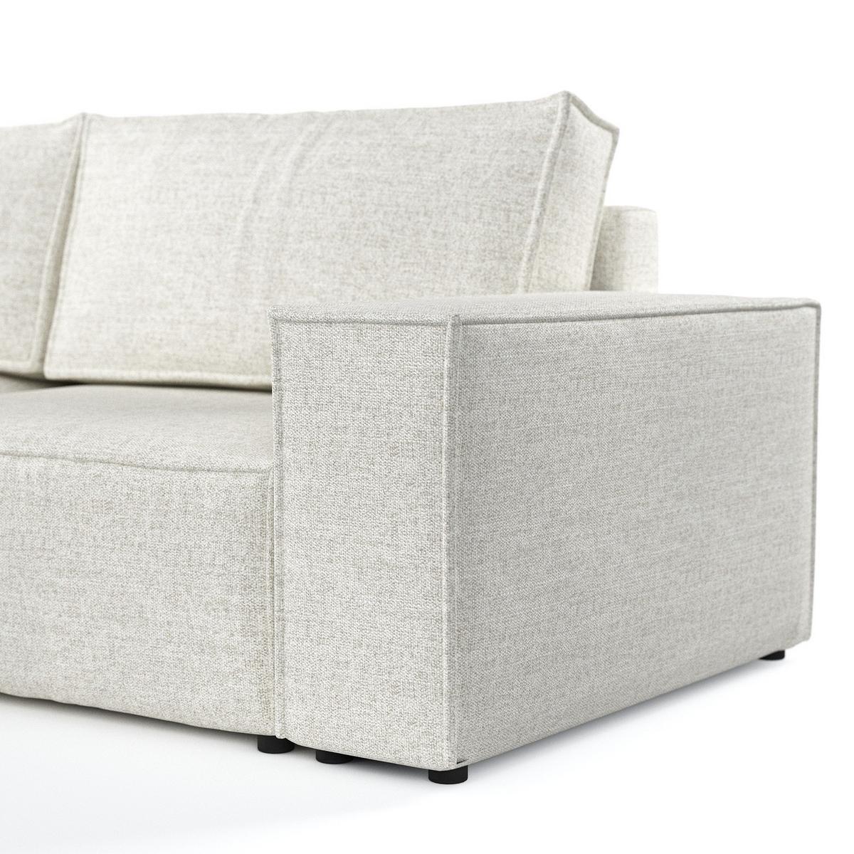 ECKSOFA CAVO mit Schlaffunktion Hellbeige im City Stoff - Beige/Schwarz, Holz/Holzwerkstoff (255/148cm) - AltaBeds