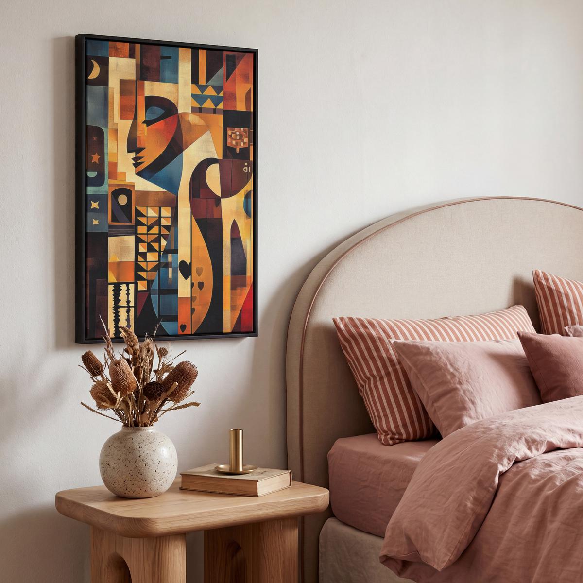 LEINWAND Bilder mit Rahmen - Figuren - Abstrakt - Symbole - 40x60 - Terracotta, Textil (40/60cm) - MuchoWow