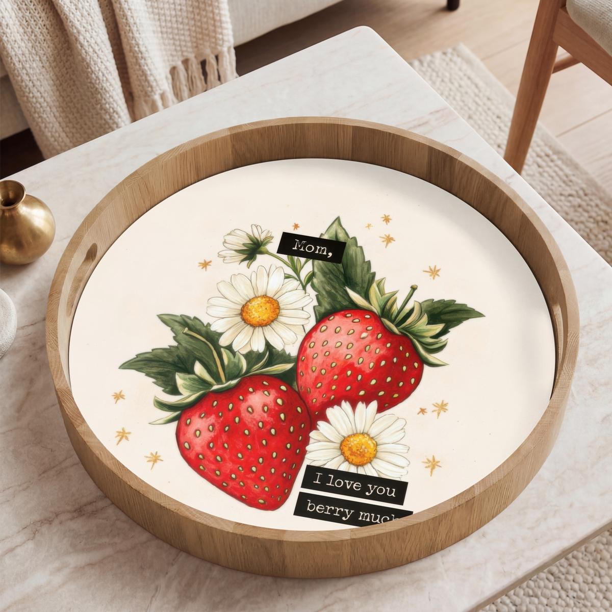 TABLETT Erdbeeren - Gänseblümchen - Zitat - Sterne 50x50 cm - Multicolor, Holz (50/5/5cm) - OnlyWow