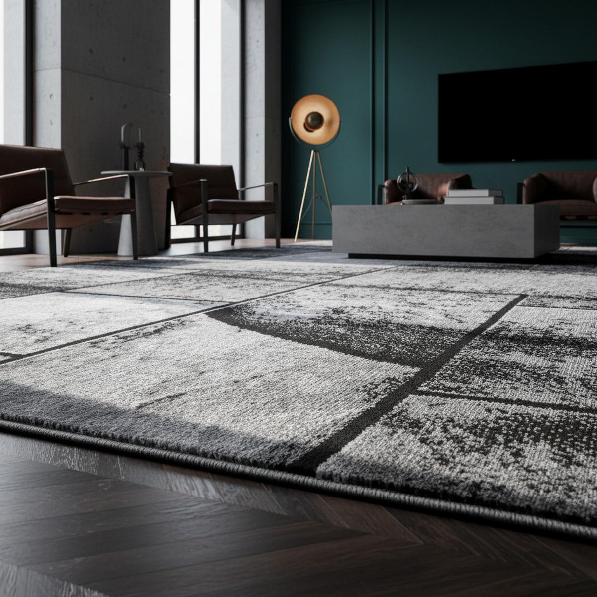 TEPPICH Kurzflor DRAU in Schwarz, in Steinoptik, 80 x 150 cm - Schwarz, Textil (150/80cm) - KADIMA DESIGN
