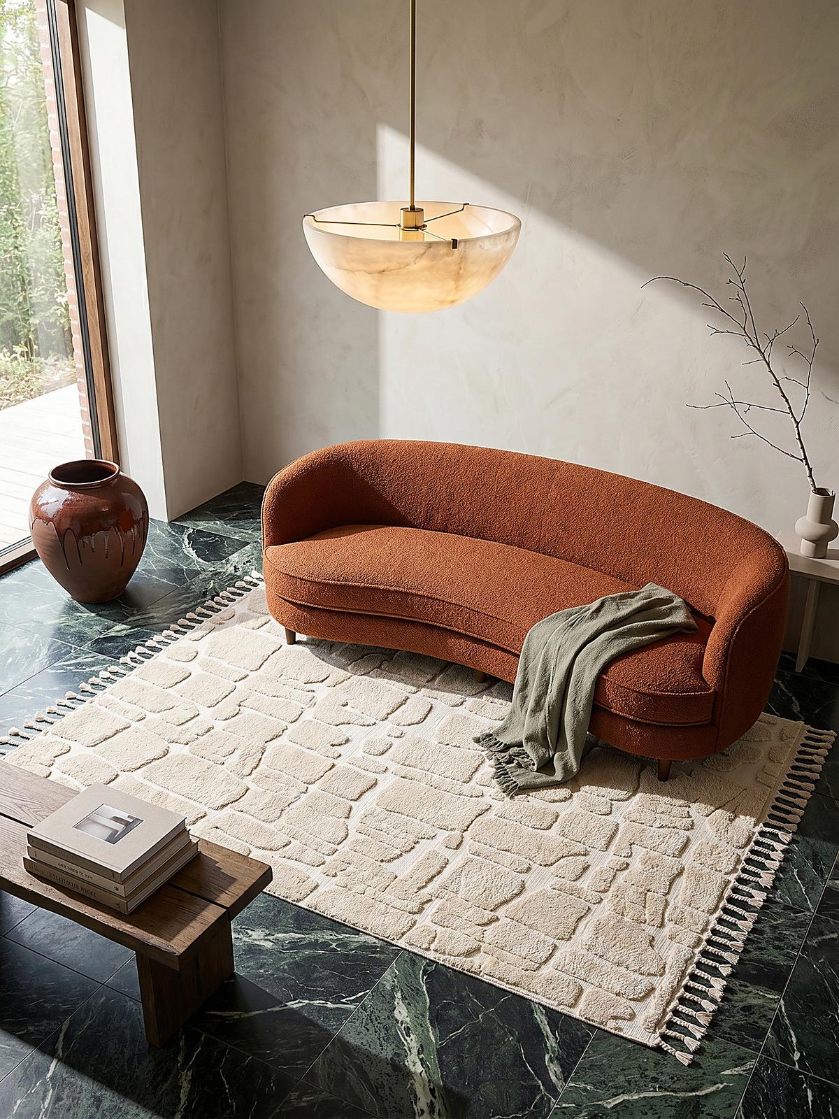 HOCHFLORTEPPICH mit Fransen MARA, geometrisch, Creme, 160 x 230 cm - Beige, Textil (230/160cm) - KADIMA DESIGN