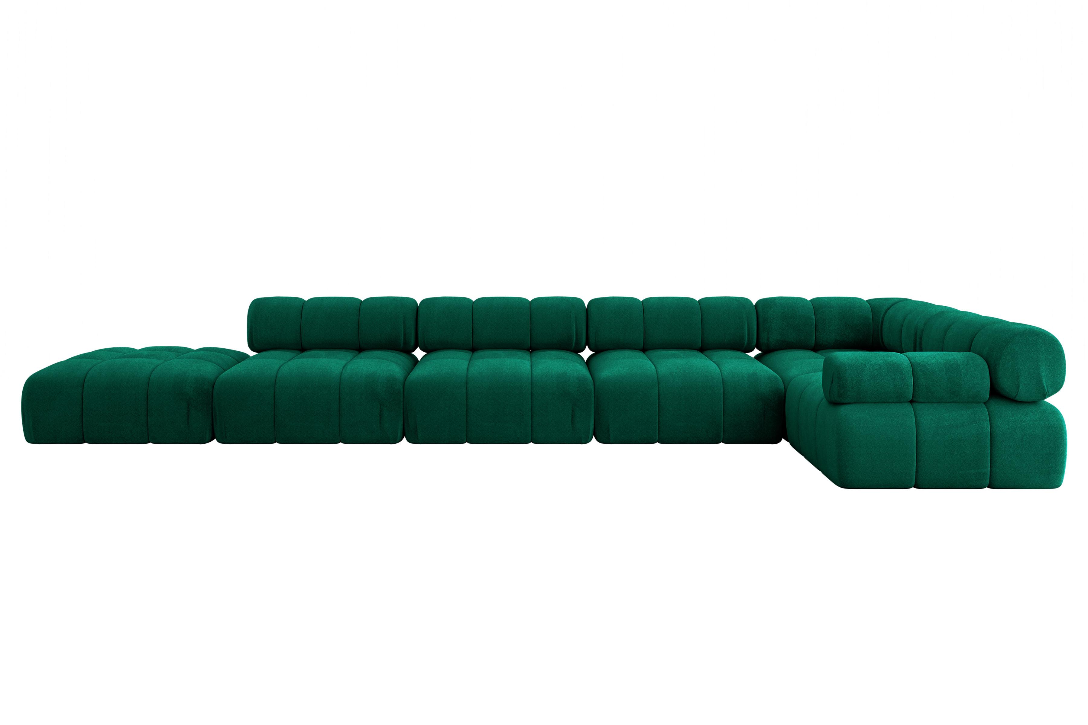ECKSOFA modulares Sofa Felto-L3 - 475x190x70 cm Dunkelgrün Velours - Dunkelgrün, Holzwerkstoff/Textil (475/190cm) - ALTDECOR