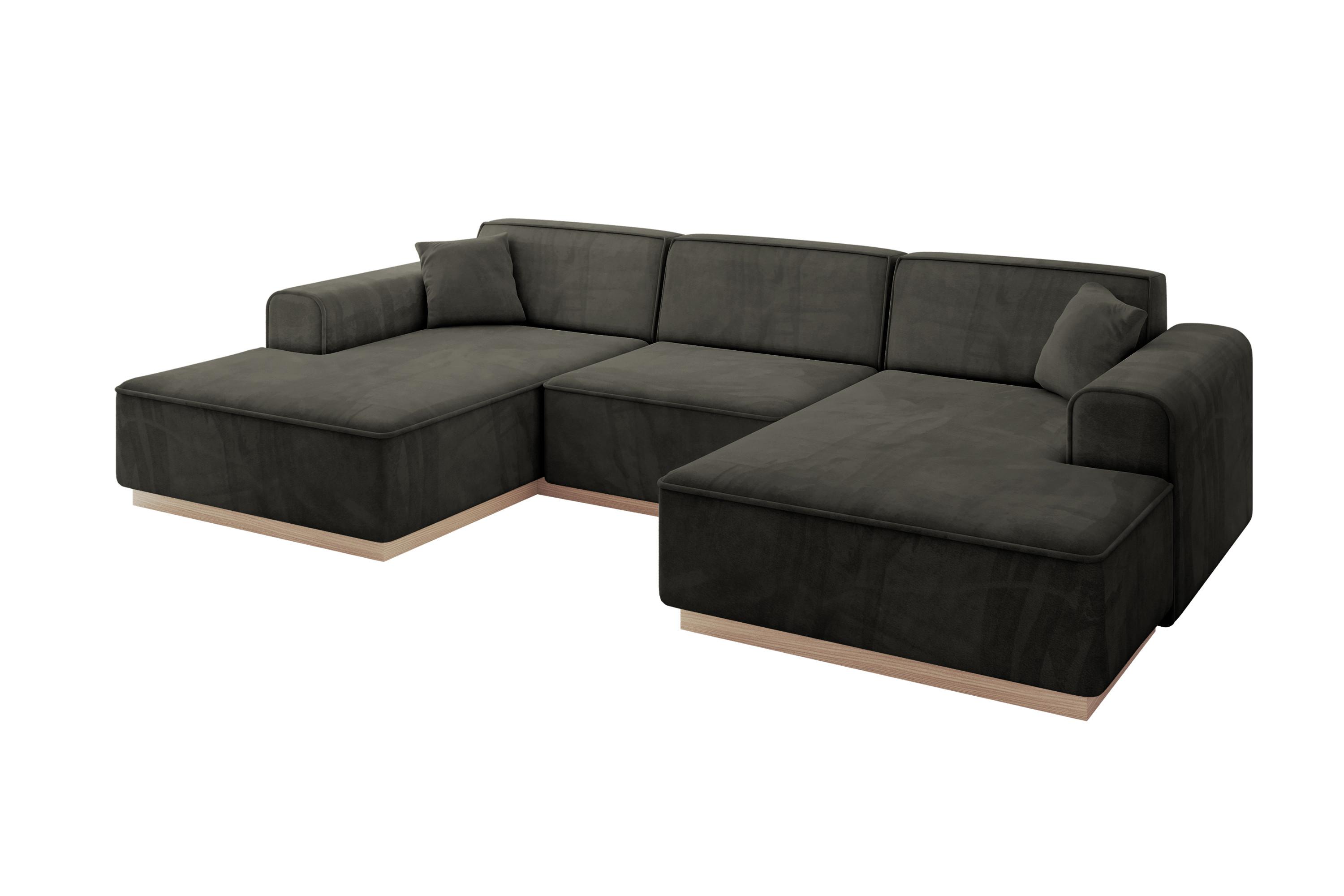 WOHNLANDSCHAFT IREA-U1 - 301x165x80 cm Schwarz - Schwarz, Holzwerkstoff/Textil (301/80/165cm) - ALTDECOR