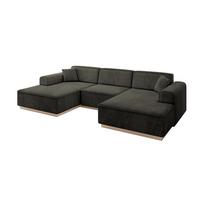 WOHNLANDSCHAFT IREA-U1 - 301x165x80 cm Schwarz - Schwarz, Holzwerkstoff/Textil (301/80/165cm) - ALTDECOR