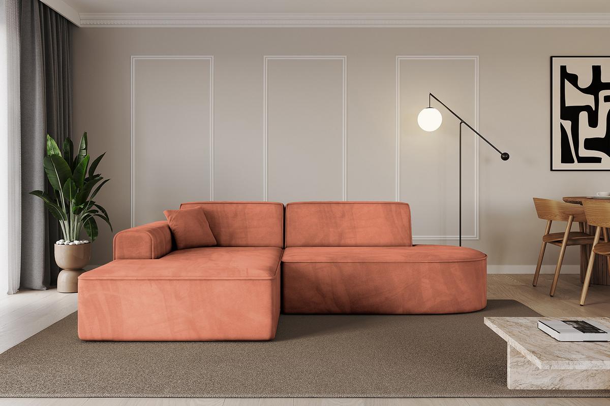 ECKSOFA Ottomane Links IREA-L1-v3 - 232x165x77 cm Apricot - Koralle, Holzwerkstoff/Textil (232/165cm) - ALTDECOR